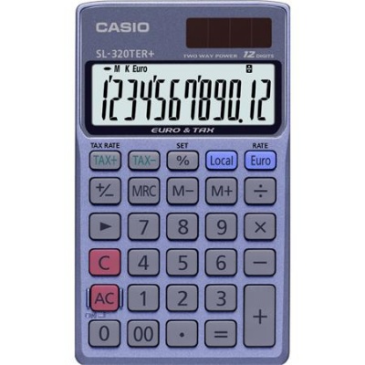 Kalkulačka, vrecková, 12 miestny displej, CASIO "SL 320 TER+"