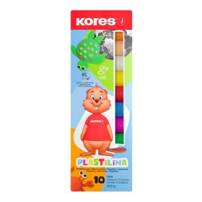 Plastelína, 200 g, 10 farieb, KORES "Plastilina"