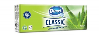 Papierové vreckovky, 3-vrstvové, 10x10ks, "Ooops! Classic", aloe vera