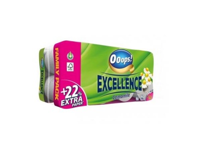Toaletný papier, 3-vrstvový, malý kotúč, 16 kotúčov, OOOPS  "Excellence", kamilka