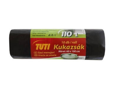 Vrecia na odpadky, 110 l, 10 ks, 60x110 cm, 17 µ, TUTI, čierna
