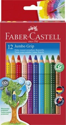 Farebné ceruzky, sada, trojhranné, FABER-CASTELL, "Jumbo Grip", 12 rôznych farieb