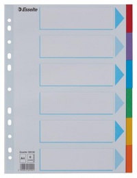 Register, kartónový, A4, 6 dielny, popisovateľná predná strana, ESSELTE "Standard", farebný