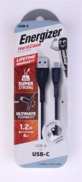 USB kábel, USB-A - USB-C, 1,2m, extra odolný, ENERGIZER, čierna