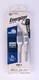 USB kábel, USB-A - Lightning (Apple), 2m, ENERGIZER, biela