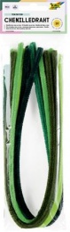 Žinilkové drôtiky, 50 cm, FOLIA "Colour Tone Mix", 10 odtieňov zelenej farby