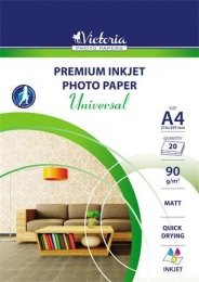 Fotopapier, pre atramentovú tlač, A4, 90 g, matný, VICTORIA PAPER "Universal"