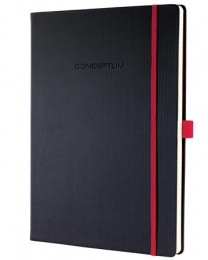 Zápisník, exkluzívny, A4, štvorčekový, 97 strán, tvrdá obálka, SIGEL "Conceptum Red Edition", čierno-červená