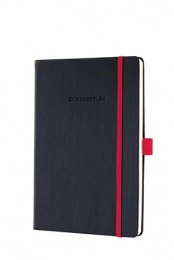 Zápisník, exkluzívny, A5, štvorčekový, 97 strán, tvrdá obálka, SIGEL "Conceptum Red Edition", čierno-červená