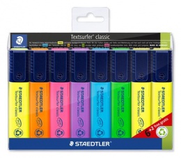 Zvýrazňovač, sada, 1-5 mm, STAEDTLER "Textsurfer Classic 364", 6+2  rôznych farieb